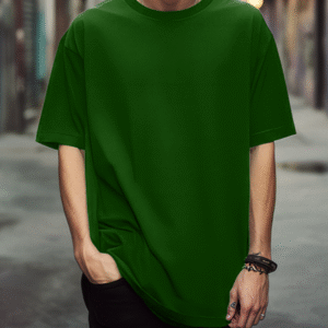 Oversized Plain Bottle Green T-Shirt