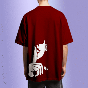 Oversized Designed Maroon T-Shirt