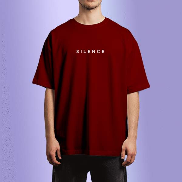 Oversized Designed Maroon T-Shirt - Image 3