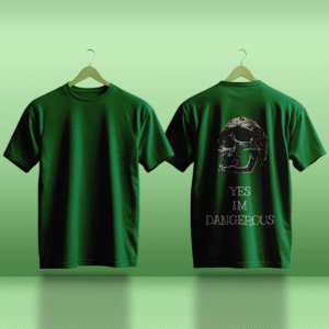 Oversized Designed Bottle Green T-Shirt
