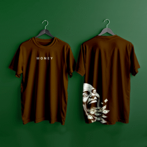 Oversized Designed Brown T-Shirt