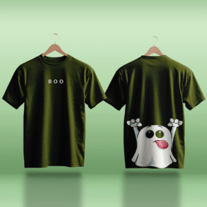 Oversized Designed Olive Green T-Shirt