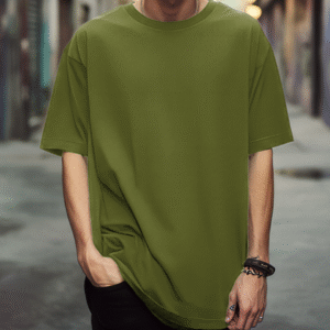 Oversized Plain Olive Green T-Shirt