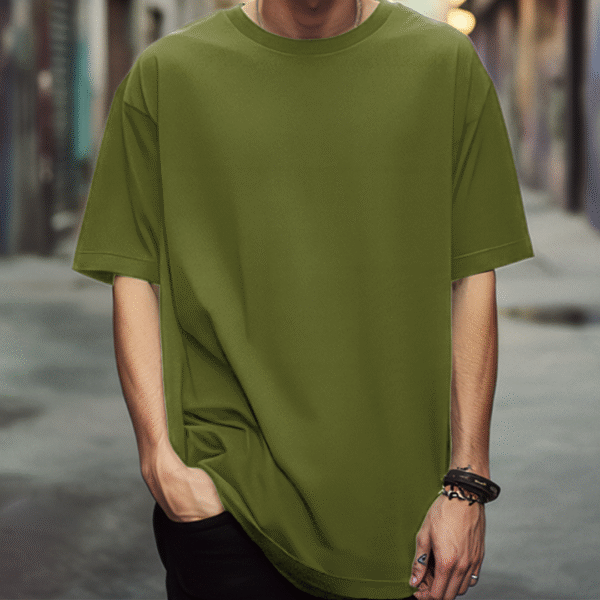Oversized Plain Olive Green T-Shirt