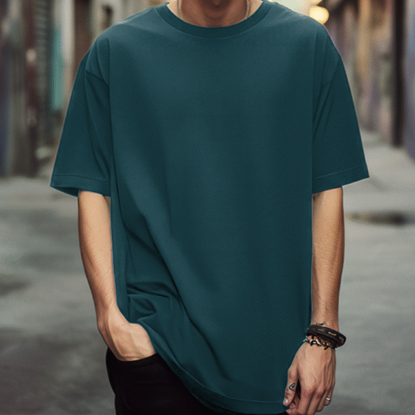 Oversized Plain Petrol Blue T-Shirt